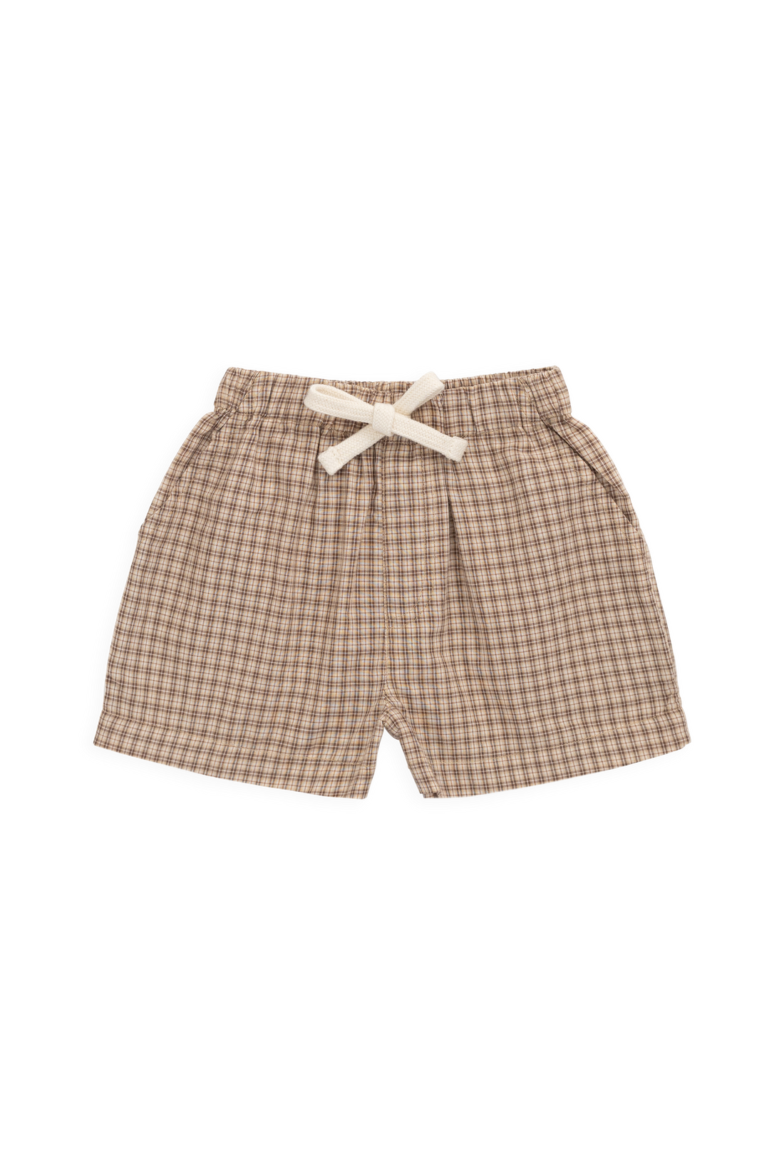 Organic Cotton Louis Short - Cabin Check Cocoa Childrens Shorts from Jamie Kay Australia