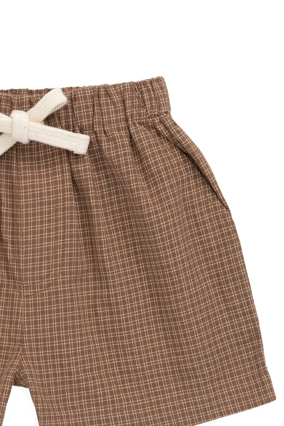 Organic Cotton Louis Short - Double Windowpane Check Oud/Hay Childrens Shorts from Jamie Kay Australia