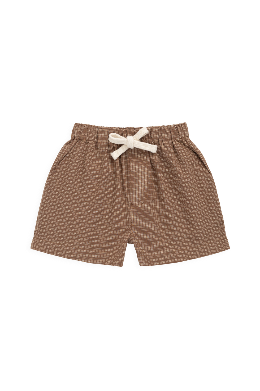 Organic Cotton Louis Short - Double Windowpane Check Oud/Hay Childrens Shorts from Jamie Kay Australia