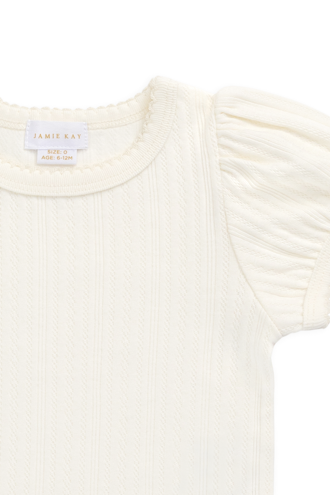 Organic Cotton Pointelle Rhea Top - Parchment Childrens Top from Jamie Kay Australia