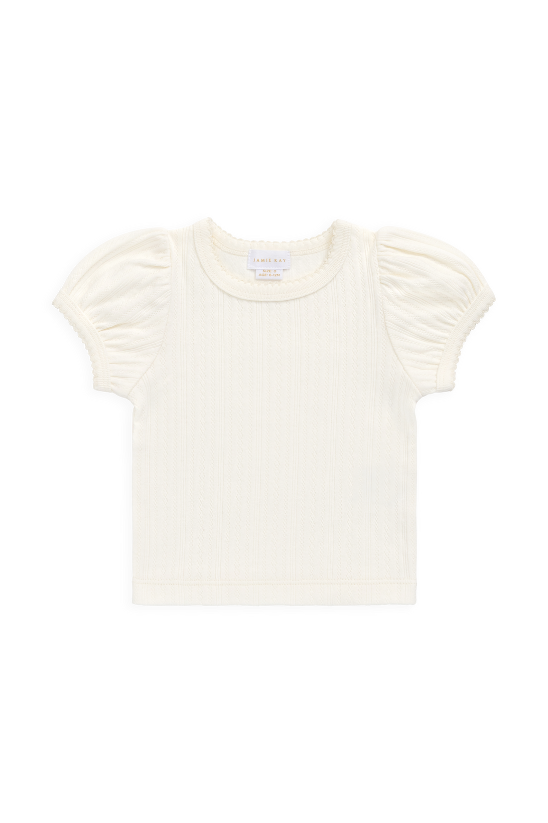 Organic Cotton Pointelle Rhea Top - Parchment Childrens Top from Jamie Kay Australia