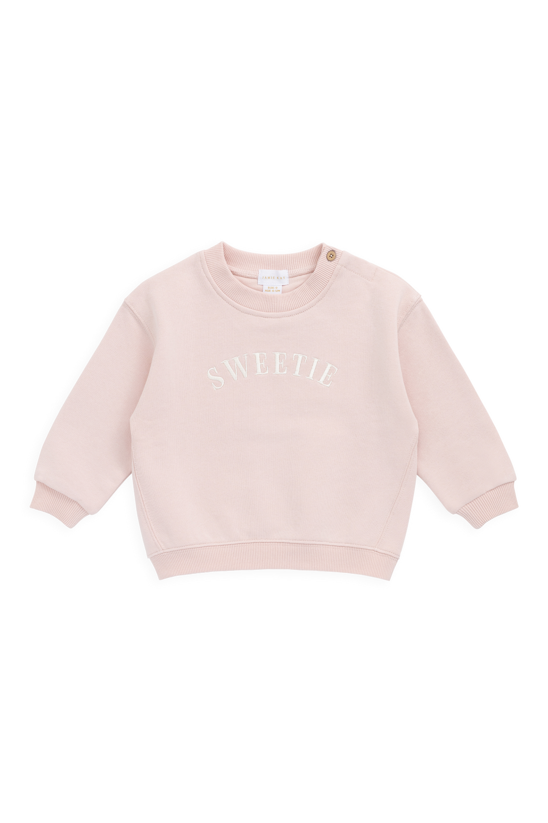 Organic Cotton Rhea Sweatshirt - Cloud Pink Sweetie Childrens Sweatshirt from Jamie Kay Australia