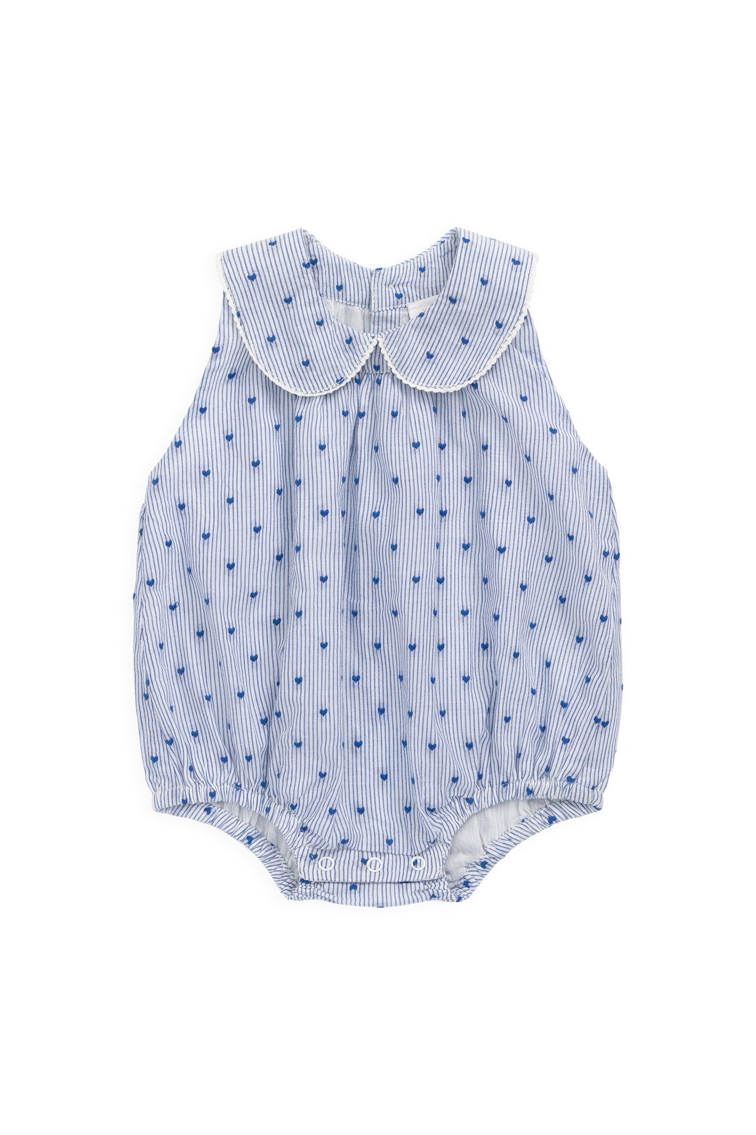 Organic Cotton Wisteria Playsuit - Mon Amour Stripe Indigo Childrens Playsuit from Jamie Kay Australia