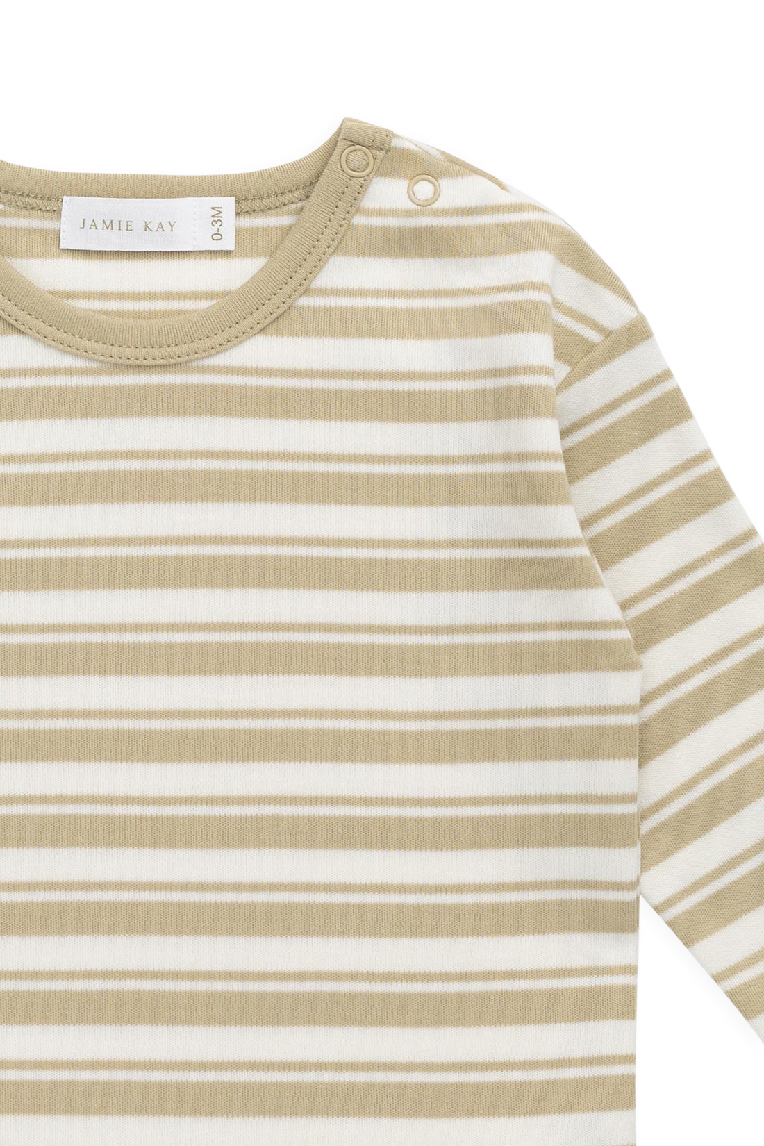 Pima Cotton Arnold Long Sleeve Top - Double Stripe Hay/Cloud Childrens Top from Jamie Kay Australia