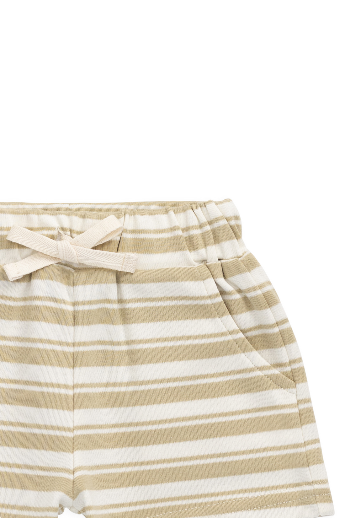 Pima Cotton Wesley Short - Double Stripe Hay/Cloud Childrens Shorts from Jamie Kay Australia