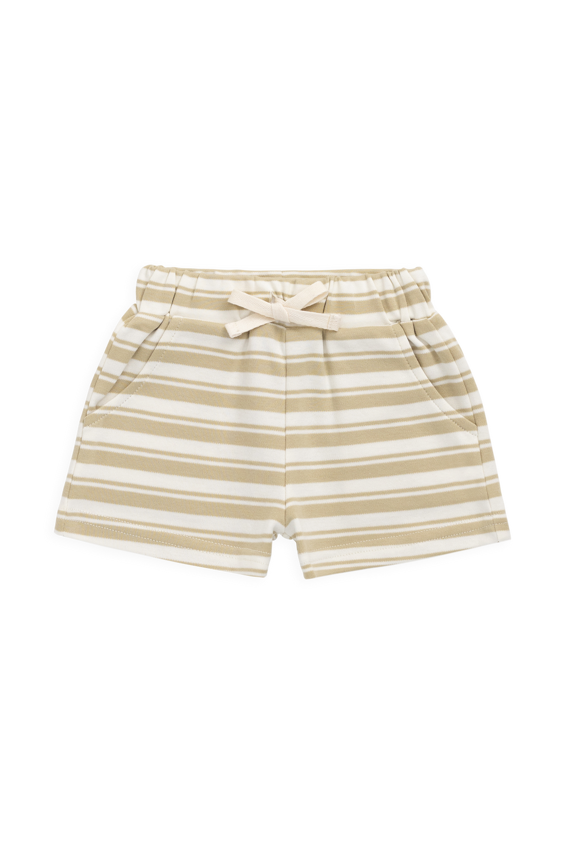 Pima Cotton Wesley Short - Double Stripe Hay/Cloud Childrens Shorts from Jamie Kay Australia