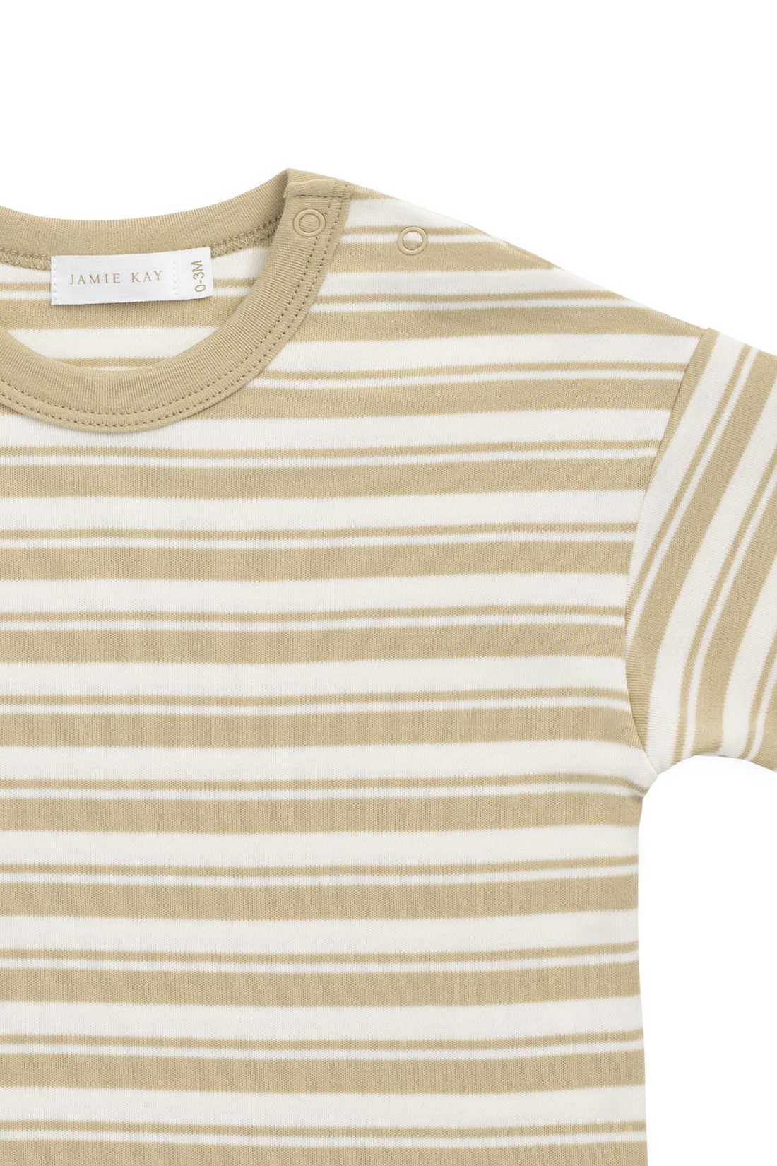 Pima Cotton Wesley Tee - Double Stripe Hay/Cloud Childrens Top from Jamie Kay Australia