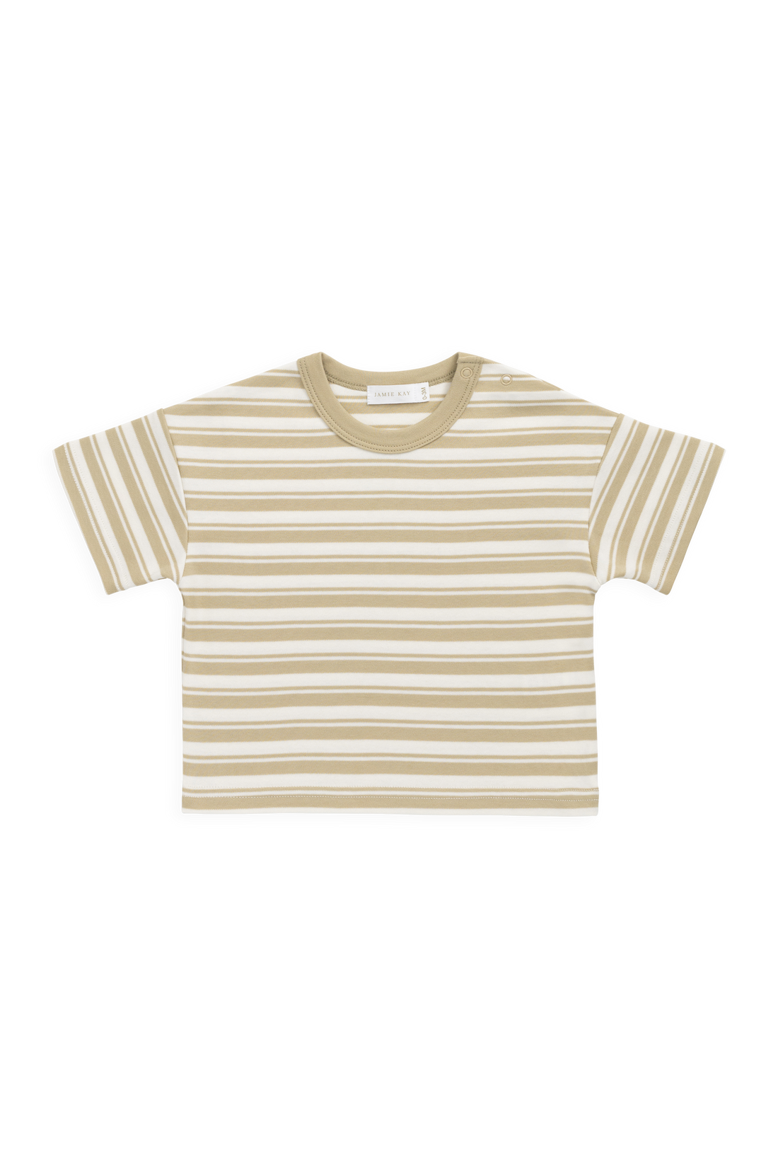 Pima Cotton Wesley Tee - Double Stripe Hay/Cloud Childrens Top from Jamie Kay Australia