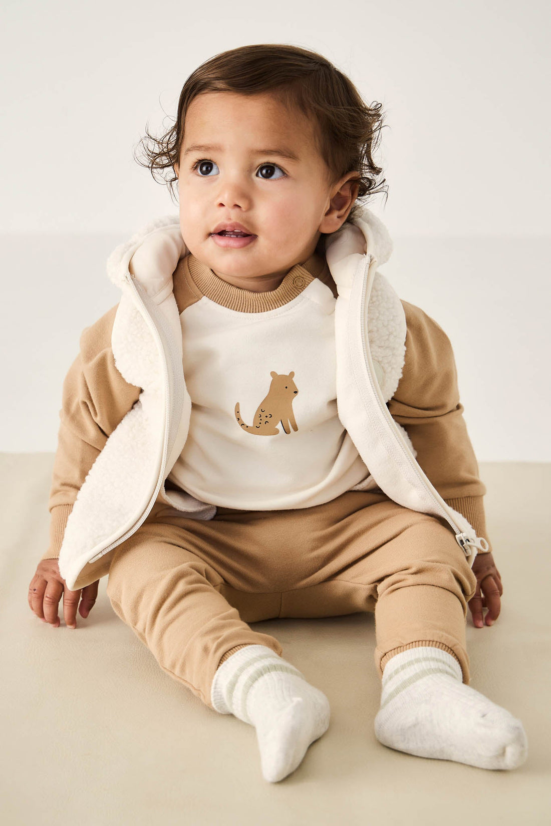 Neve Sherpa Vest - Natural Childrens Vest from Jamie Kay Australia