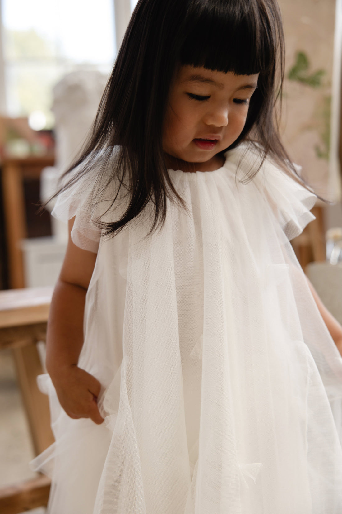 Rhea Tulle Dress - Parchment Childrens Dress from Jamie Kay Australia