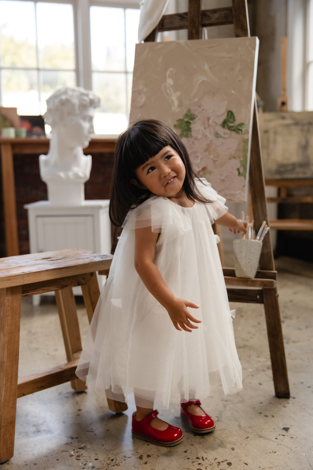 Rhea Tulle Dress - Parchment Childrens Dress from Jamie Kay Australia
