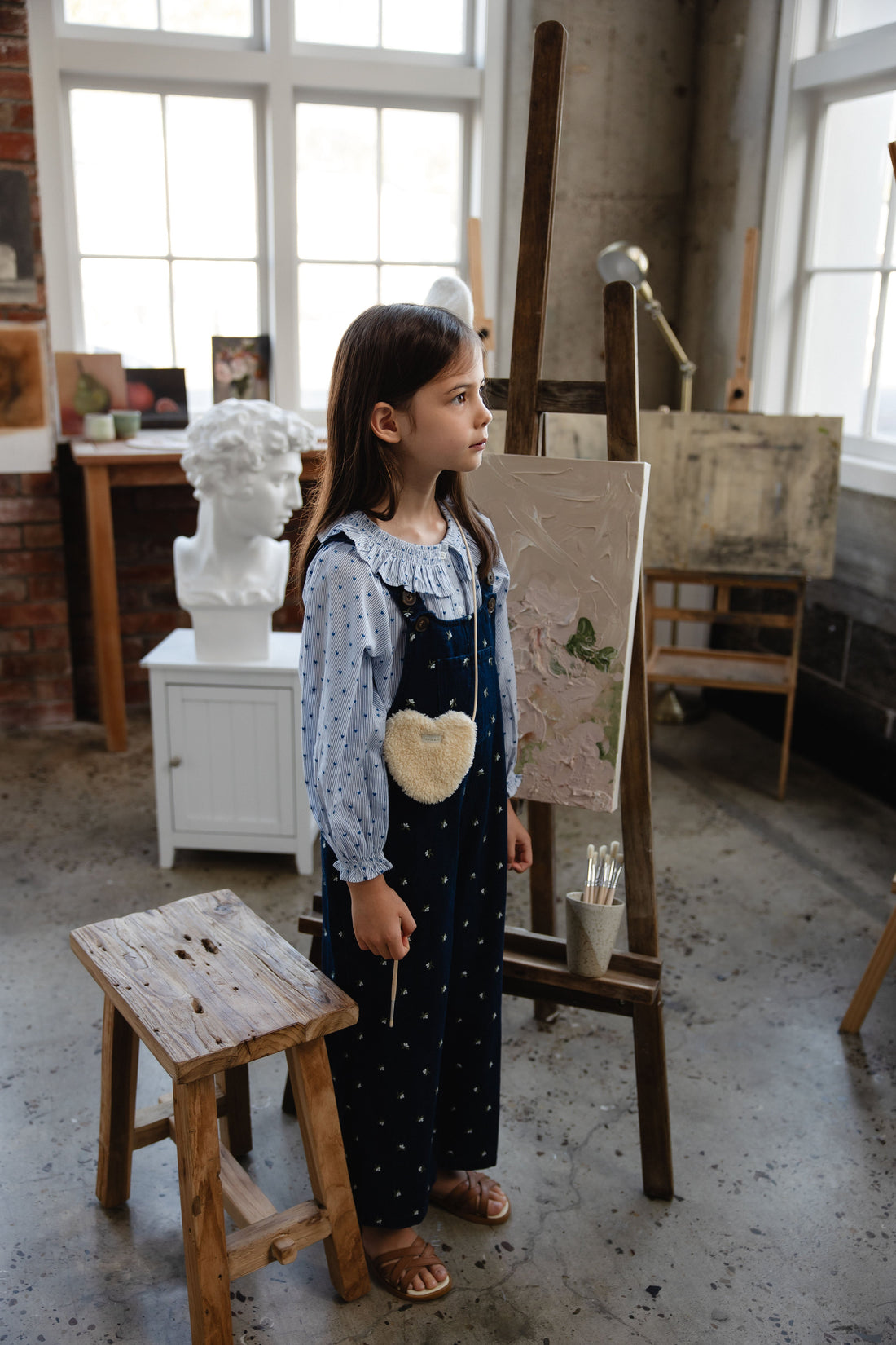 Organic Cotton Bellamy Blouse - Mon Amour Stripe Indigo Childrens Top from Jamie Kay Australia