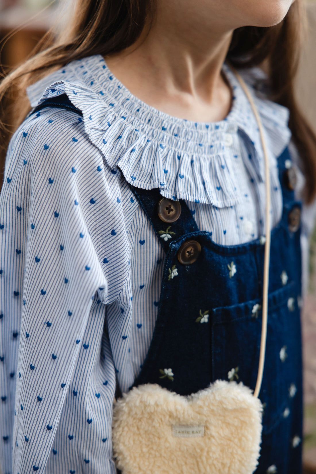Organic Cotton Bellamy Blouse - Mon Amour Stripe Indigo Childrens Top from Jamie Kay Australia