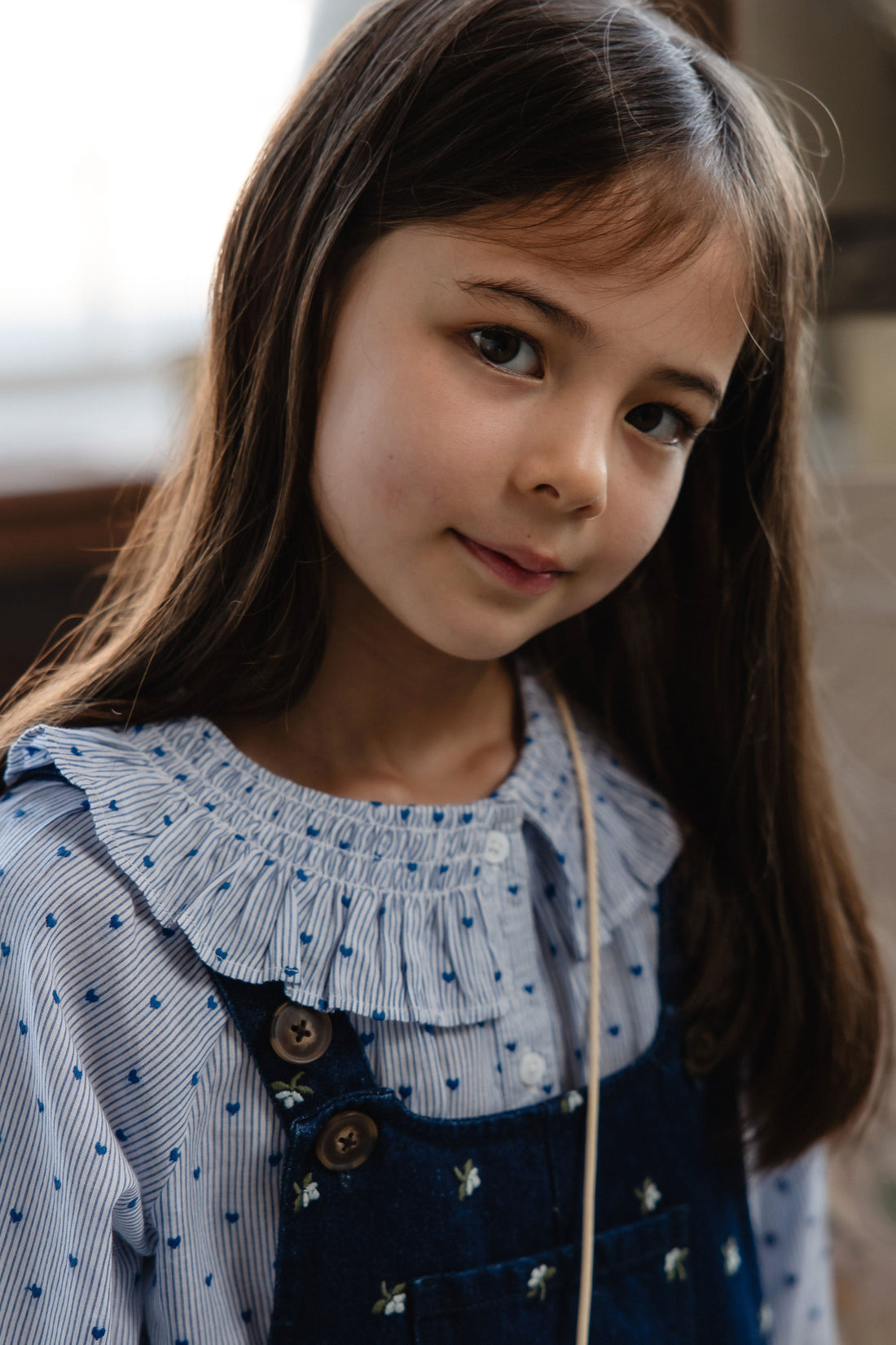 Organic Cotton Bellamy Blouse - Mon Amour Stripe Indigo Childrens Top from Jamie Kay Australia