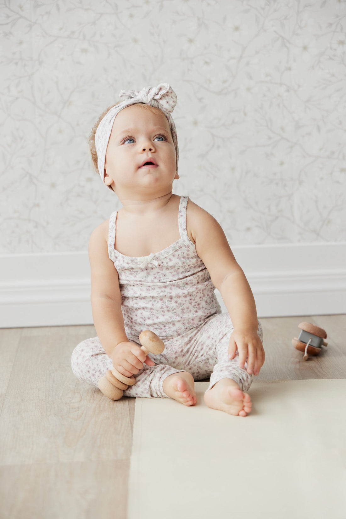 Organic Cotton Singlet - Posy Floral Childrens Singlet from Jamie Kay Australia