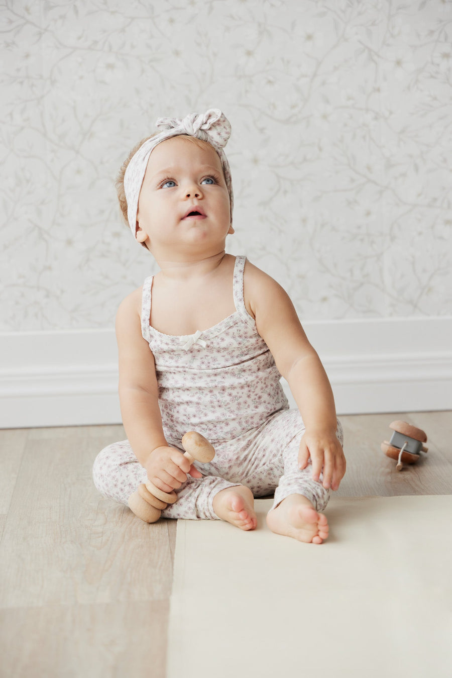 Organic Cotton Singlet - Posy Floral Childrens Singlet from Jamie Kay Australia