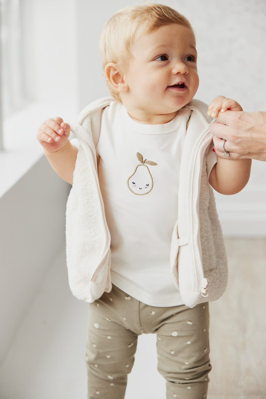 Kai Recycled Polyester Sherpa Vest - Natural Childrens Vest from Jamie Kay Australia