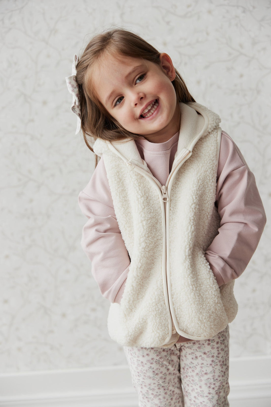 Kai Recycled Polyester Sherpa Vest - Natural Childrens Vest from Jamie Kay Australia