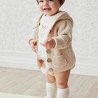 Cable Weave Knee High Sock - Milk Childrens Sock from Jamie Kay Australia