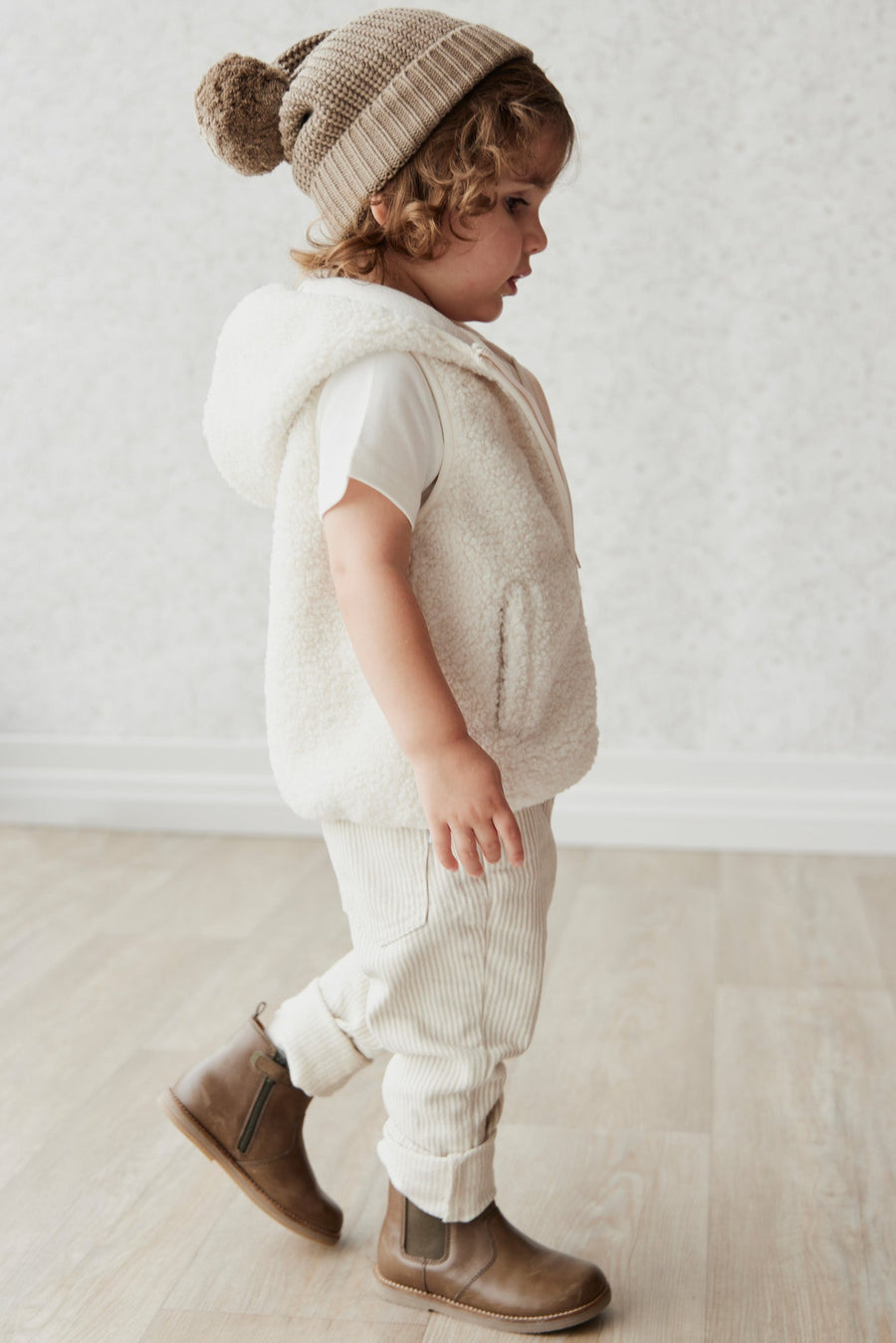 Kai Recycled Polyester Sherpa Vest - Natural Childrens Vest from Jamie Kay Australia