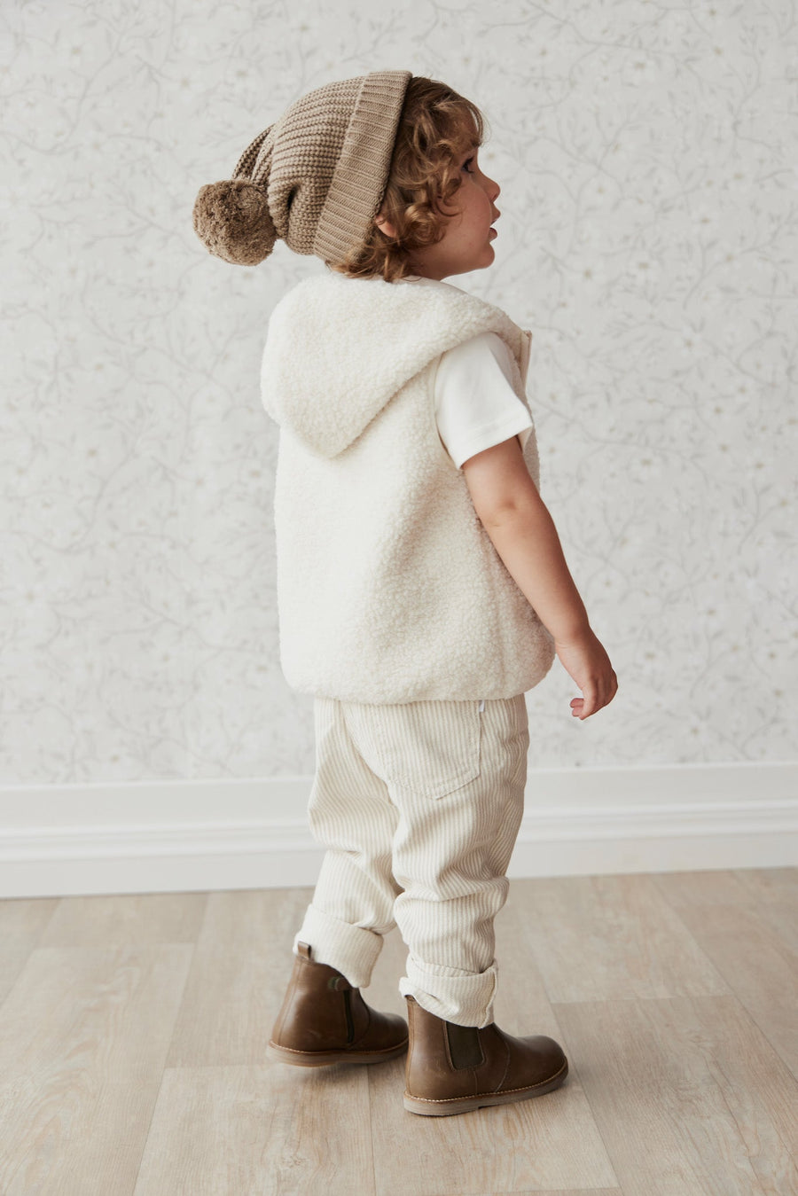 Kai Recycled Polyester Sherpa Vest - Natural Childrens Vest from Jamie Kay Australia