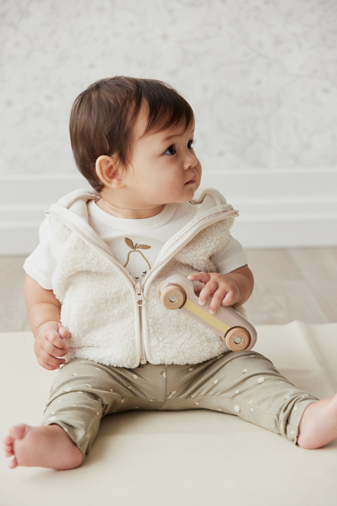 Kai Recycled Polyester Sherpa Vest - Natural Childrens Vest from Jamie Kay Australia