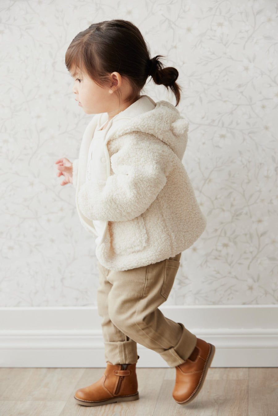 Tatum Recycled Polyester Sherpa Jacket - Natural Childrens Jacket from Jamie Kay Australia