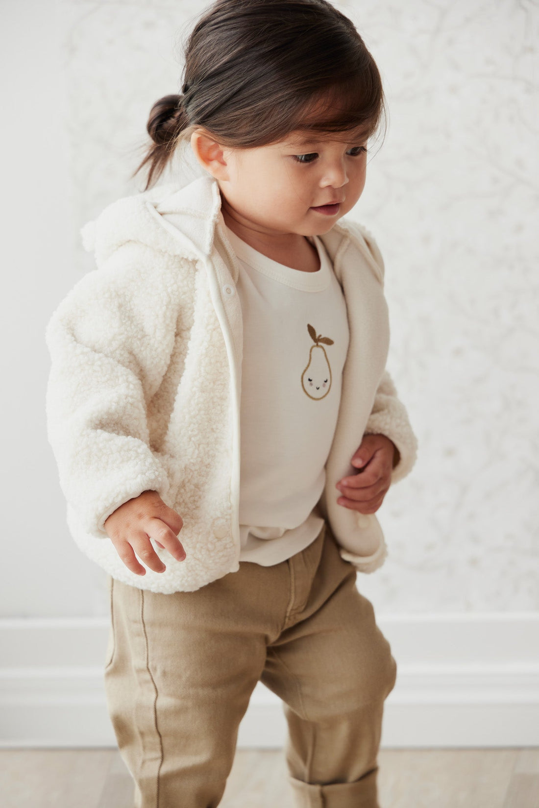 Tatum Recycled Polyester Sherpa Jacket - Natural Childrens Jacket from Jamie Kay Australia