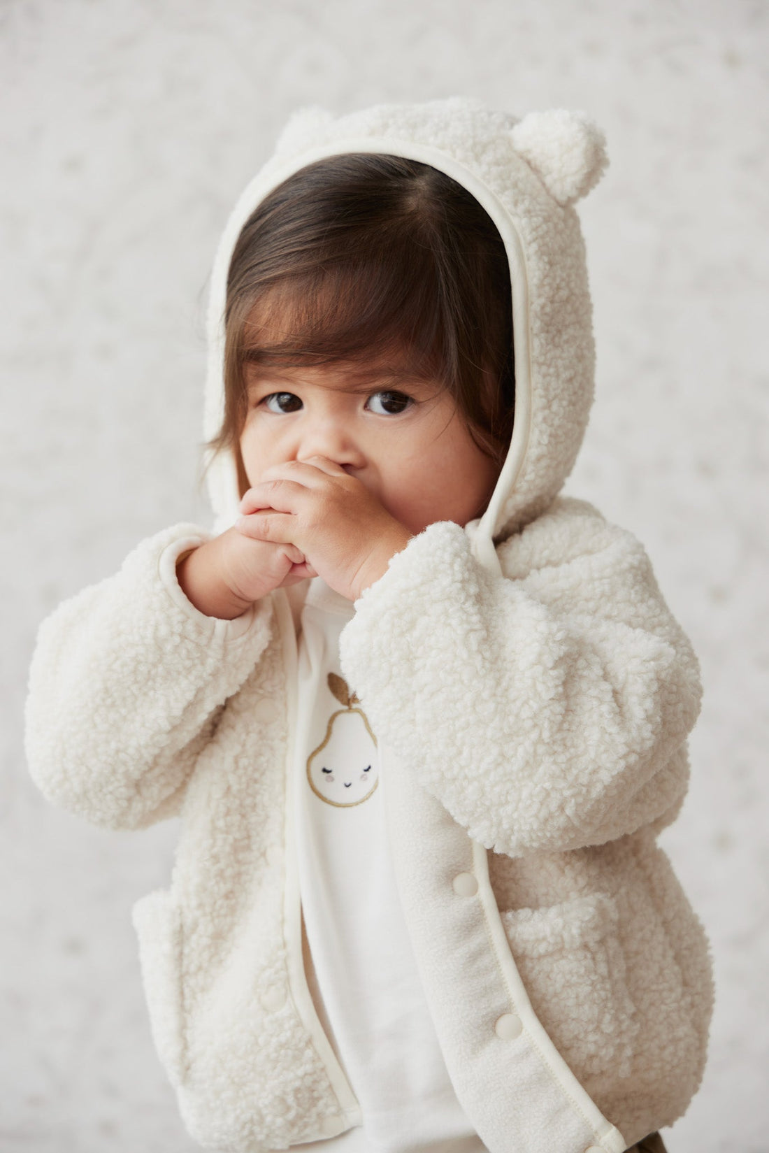 Tatum Recycled Polyester Sherpa Jacket - Natural Childrens Jacket from Jamie Kay Australia