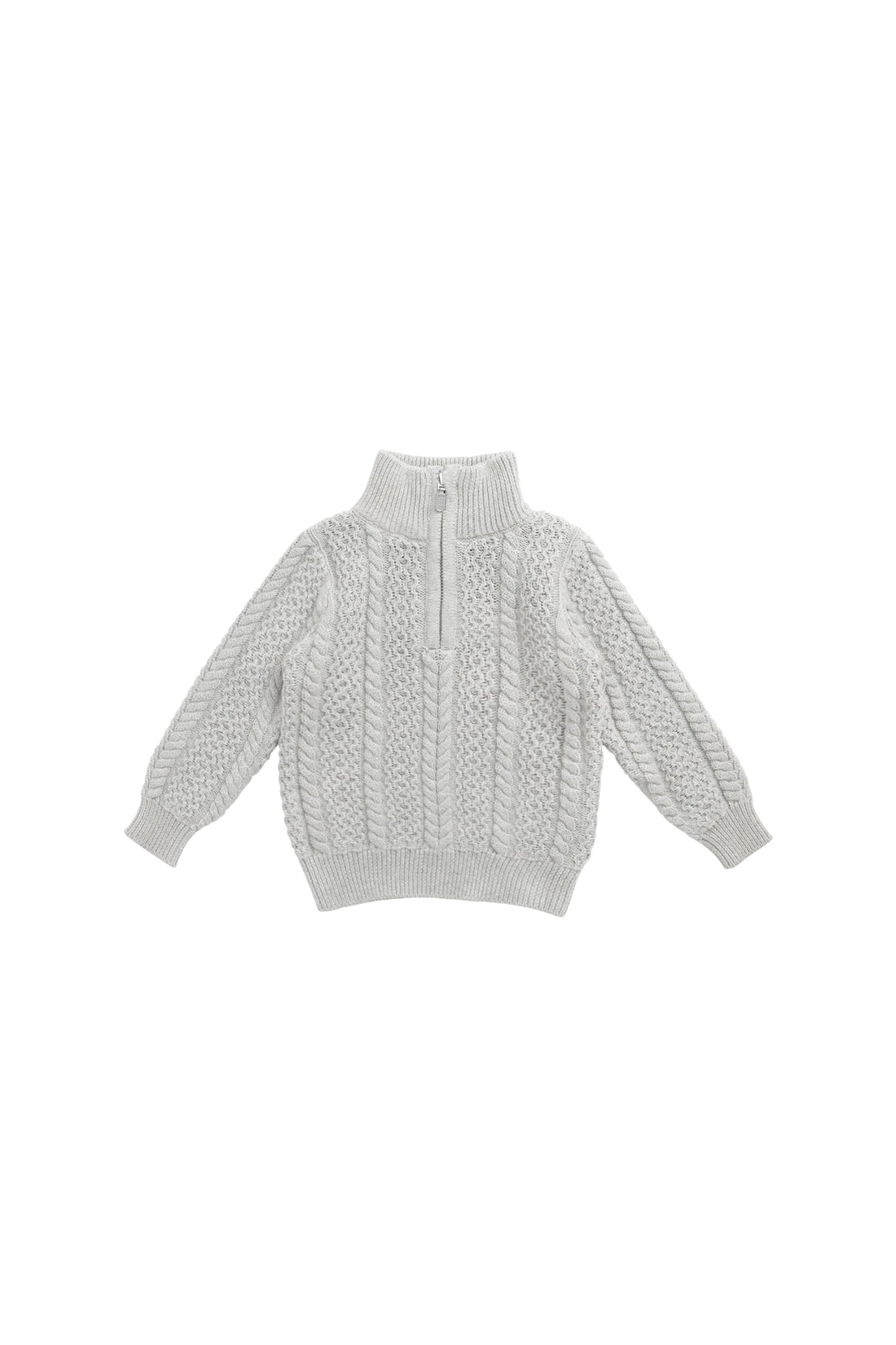 Clyde Half Zip Jumper - Light Grey Marle Childrens Jumper from Jamie Kay Australia