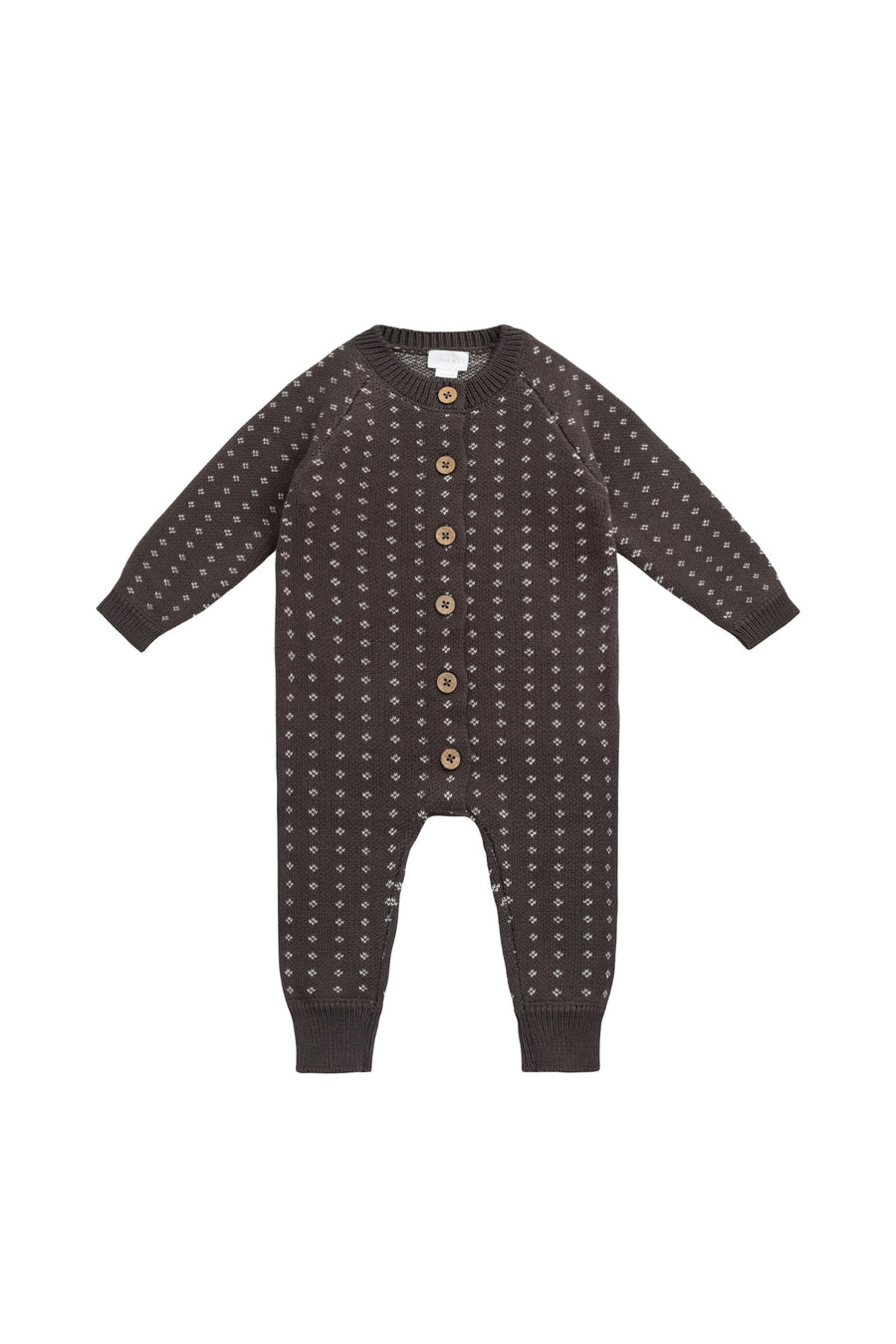 Dorian Onepiece - Knitted Diamonds Coffee Childrens Onepiece from Jamie Kay Australia