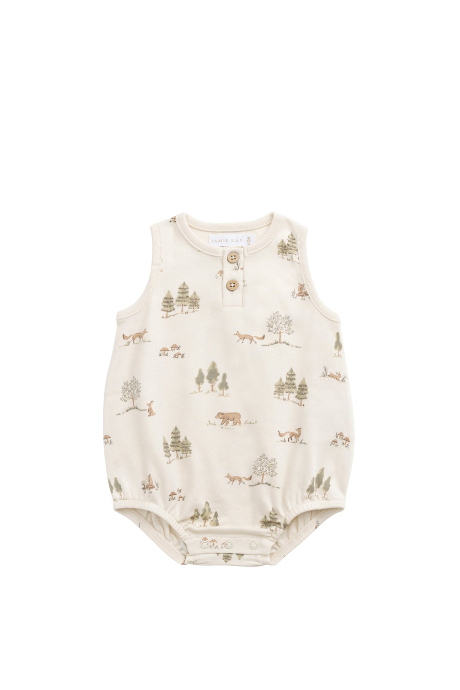 Organic Cotton Archie Playsuit - Pine Forest Friends Childrens Playsuit from Jamie Kay Australia