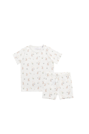 Organic Cotton Baker Short Sleeve Pyjama Set - Lapin Jardin Crisp Childrens Pyjama from Jamie Kay Australia
