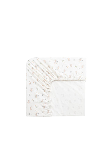 Organic Cotton Cot Sheet - Lapin Jardin Crisp Childrens Pyjama from Jamie Kay Australia