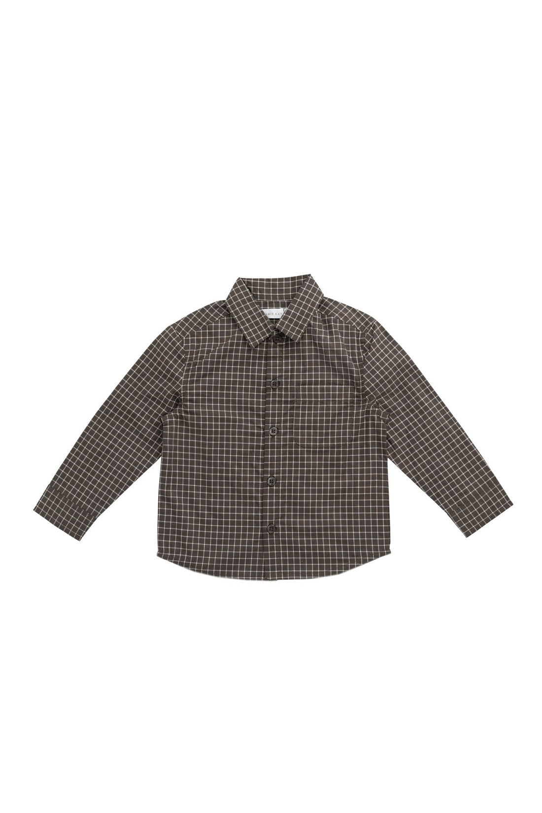 Organic Cotton Isaiah Shirt - Coffee Grid Childrens Shirt from Jamie Kay Australia