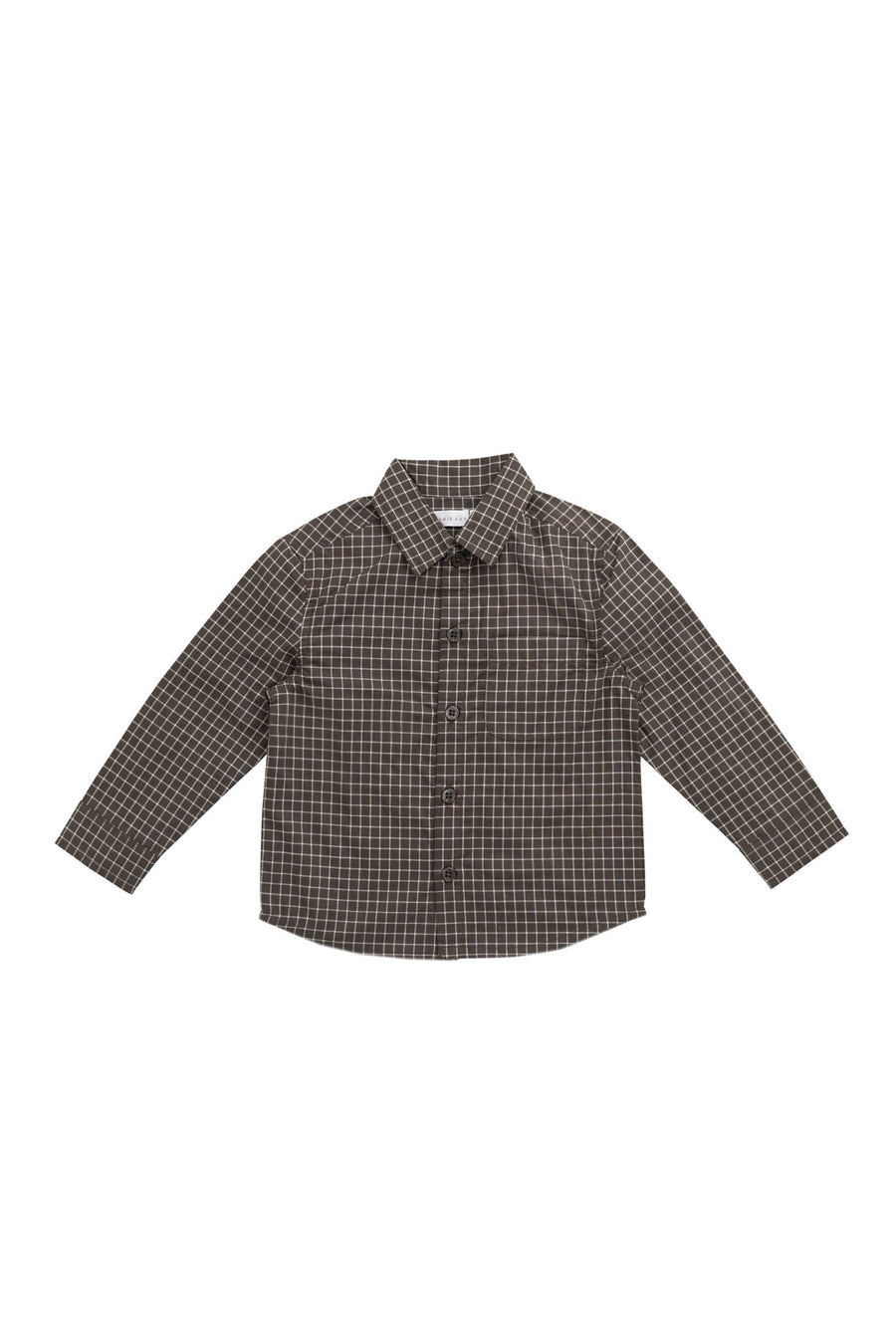 Organic Cotton Isaiah Shirt - Coffee Grid Childrens Shirt from Jamie Kay Australia