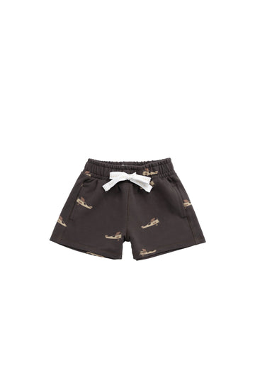 Organic Cotton Jalen Short - Pilot Planes Bistre Childrens Short from Jamie Kay Australia