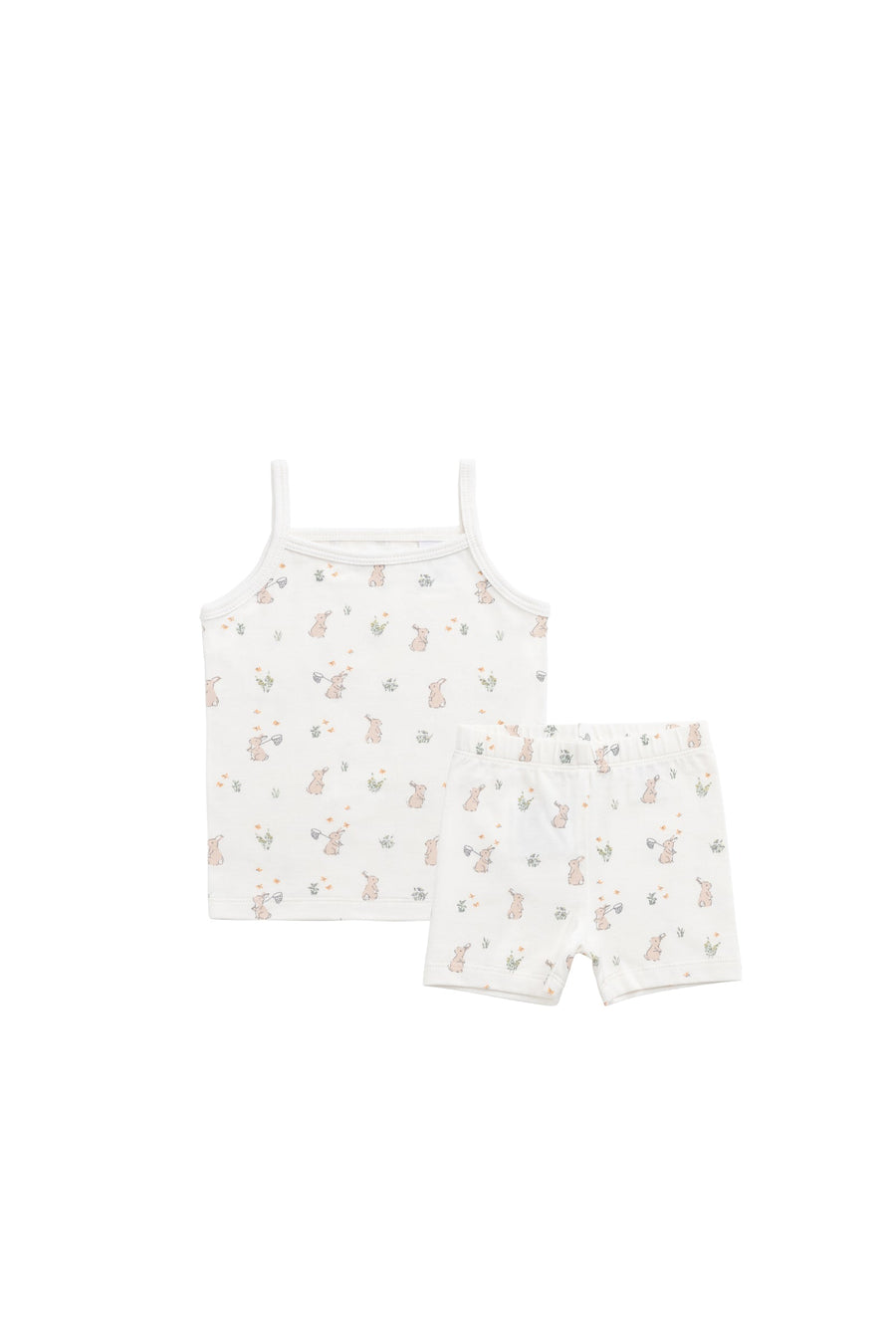 Organic Cotton Jolie Singlet Pyjama Set - Lapin Jardin Crisp Childrens Pyjama from Jamie Kay Australia