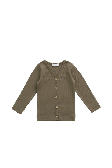 Organic Cotton Modal Cardigan - Fir Bark Childrens Cardigan from Jamie Kay Australia