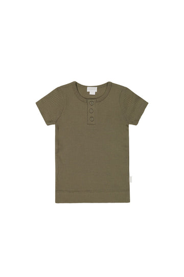 Organic Cotton Modal Henley Tee - Fir Bark Childrens Top from Jamie Kay Australia