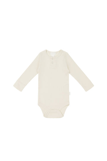 Organic Cotton Modal Long Sleeve Bodysuit - Parchment Childrens Bodysuit from Jamie Kay Australia