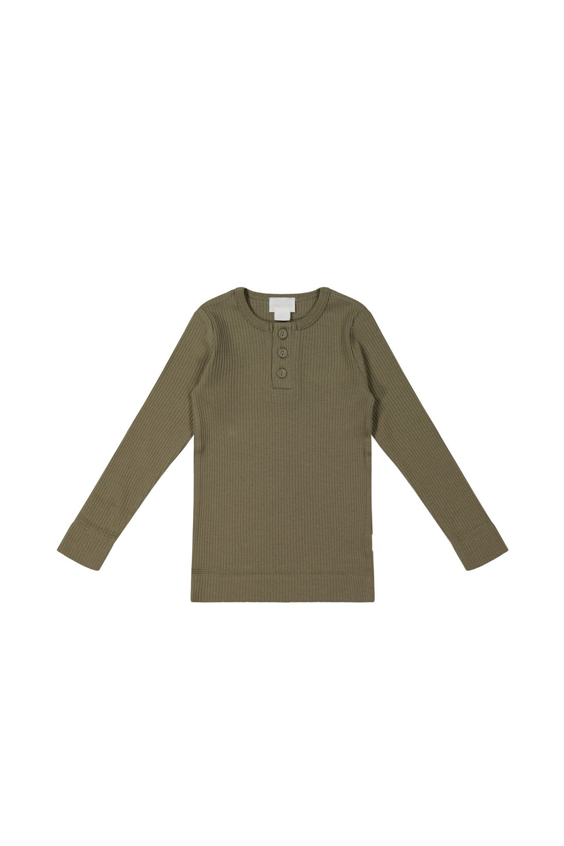 Organic Cotton Modal Long Sleeve Henley - Fir Bark Childrens Top from Jamie Kay Australia