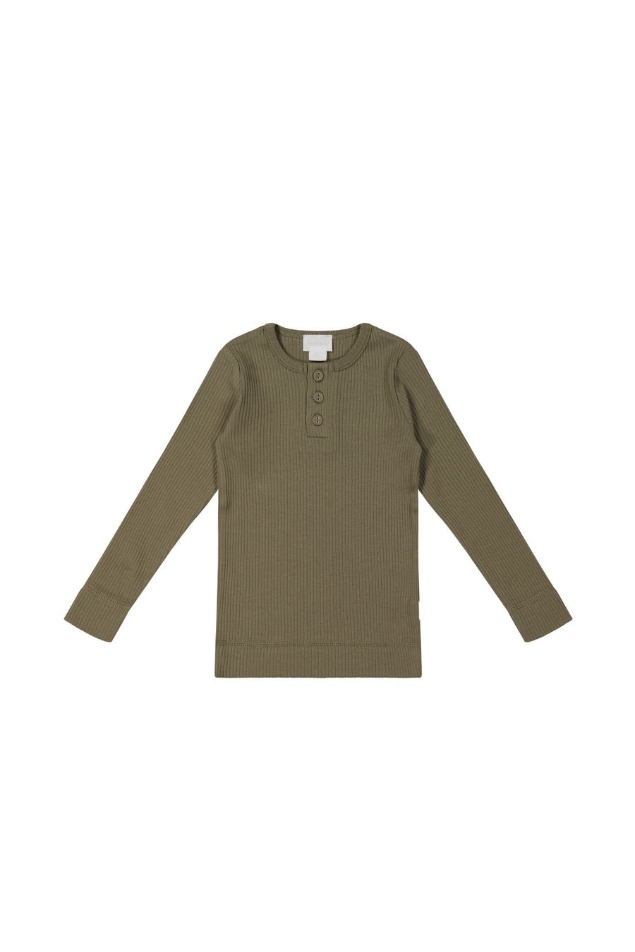 Organic Cotton Modal Long Sleeve Henley - Fir Bark Childrens Top from Jamie Kay Australia