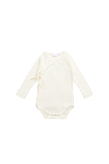 Organic Cotton Modal Marina Long Sleeve Bodysuit - Parchment Childrens Bodysuit from Jamie Kay Australia