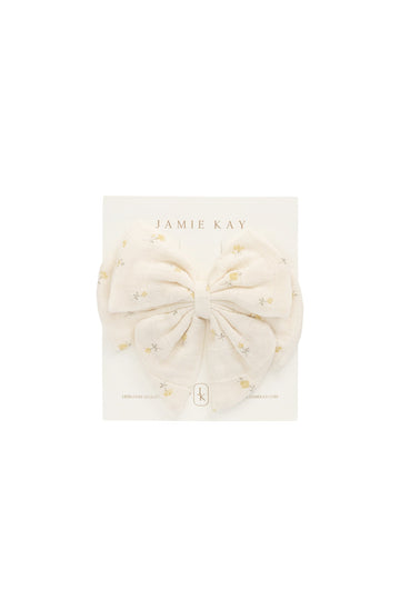 Organic Cotton Muslin Annalise Bow - Vintage Ditsy Childrens Bow from Jamie Kay Australia