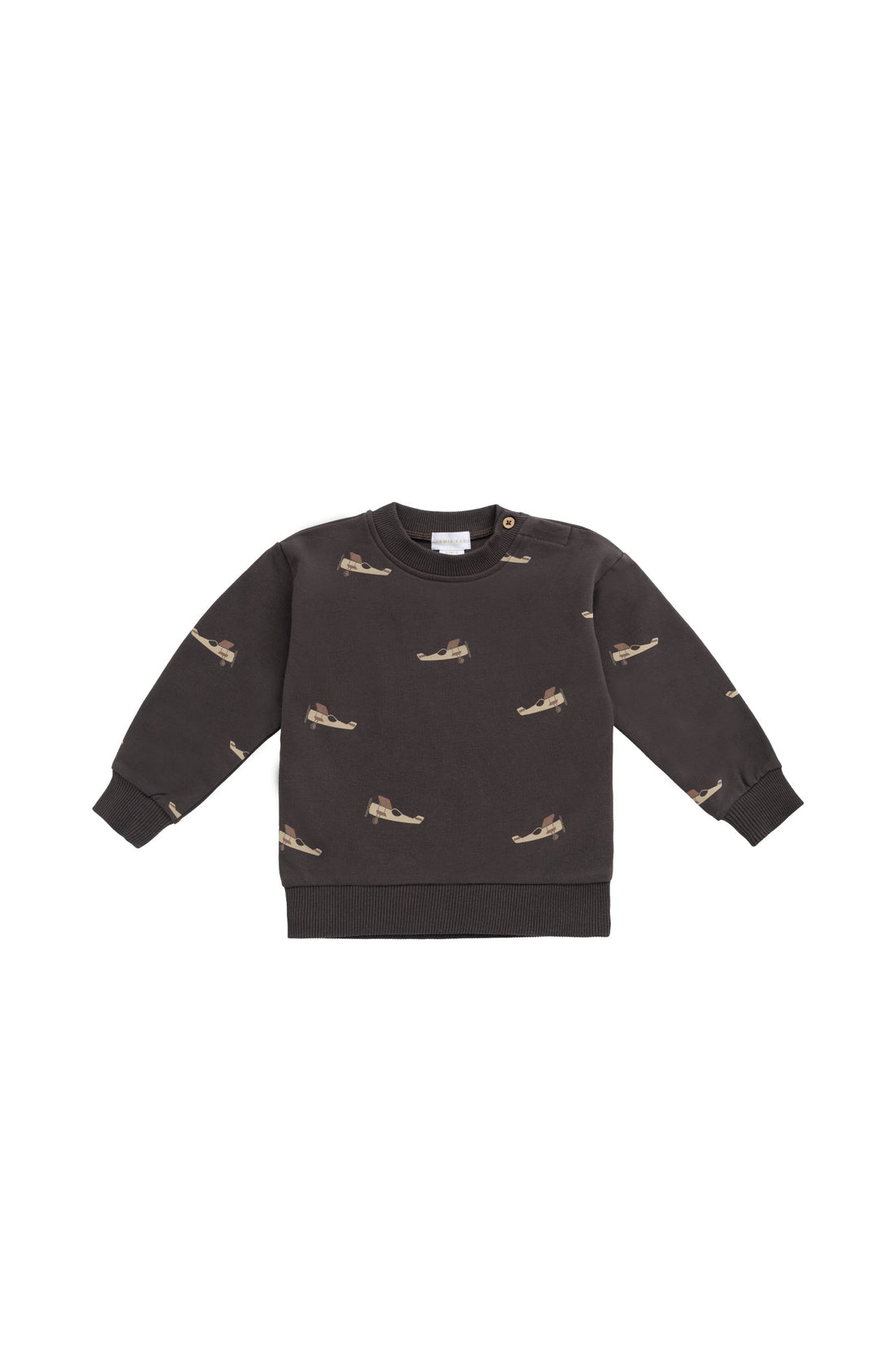 Organic Cotton Peyton Sweatshirt - Pilot Planes Bistre Childrens Top from Jamie Kay Australia