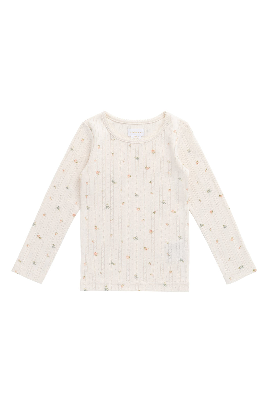 Organic Cotton Pointelle Long Sleeve Top - Sweet Magnolia Simple Childrens Top from Jamie Kay Australia