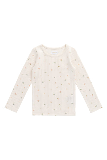 Organic Cotton Pointelle Long Sleeve Top - Sweet Magnolia Simple Childrens Top from Jamie Kay Australia