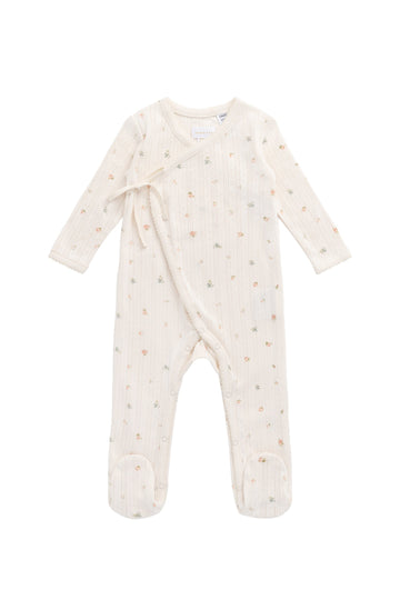 Organic Cotton Pointelle Wrap Onepiece - Sweet Magnolia Simple Childrens Onepiece from Jamie Kay Australia