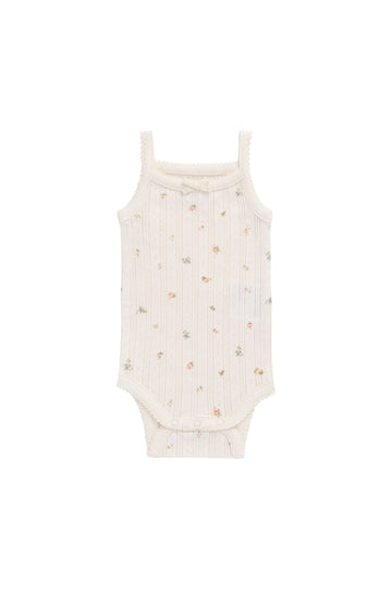 Organic Cotton Pointelle Singletsuit - Sweet Magnolia Simple Childrens Bodysuit from Jamie Kay Australia